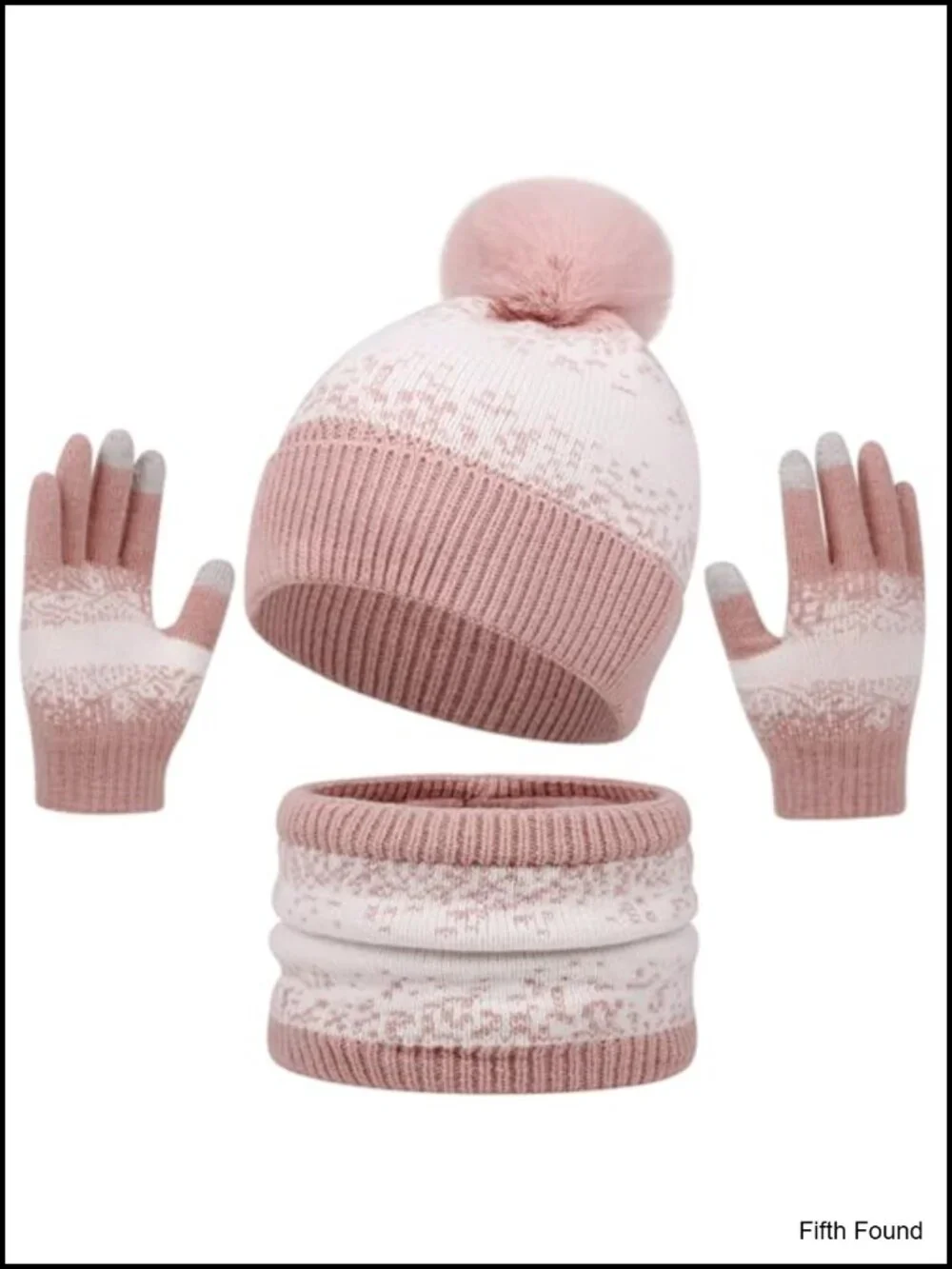 Women's Winter Beanie Neck Gaiter Touchscreen Gloves Set Fleece Lined Knitted